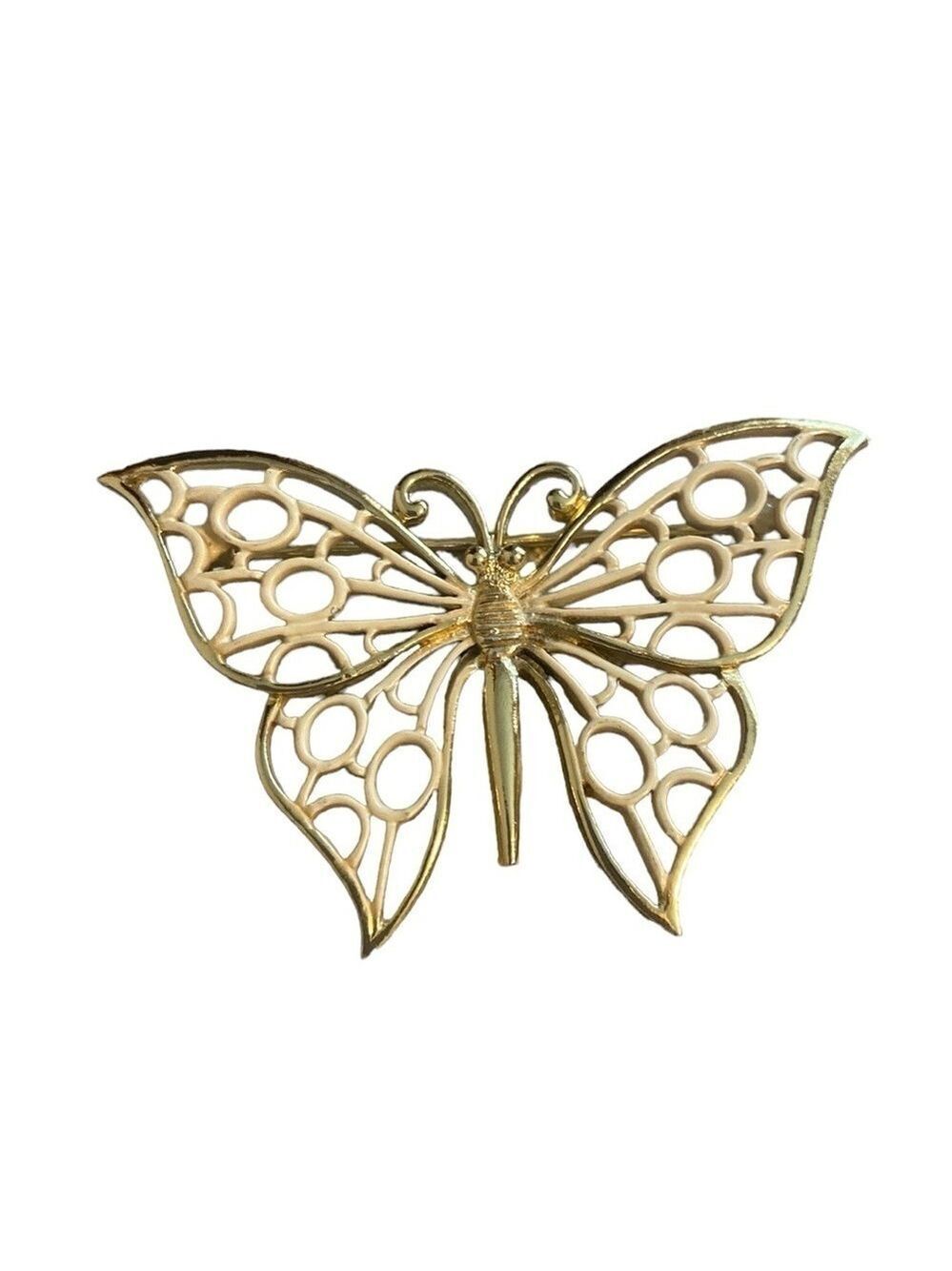 Vintage Coro Butterfly Brooch Enamel & Gold Tone Signed